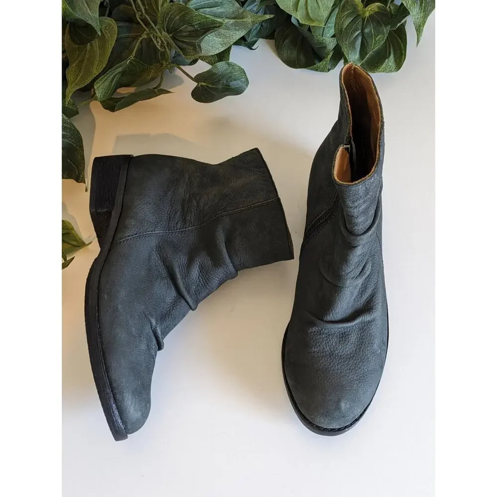 Joe's Ankle Boots Justice Leather Slouchy Boho Western Dark Gray Size 8.5